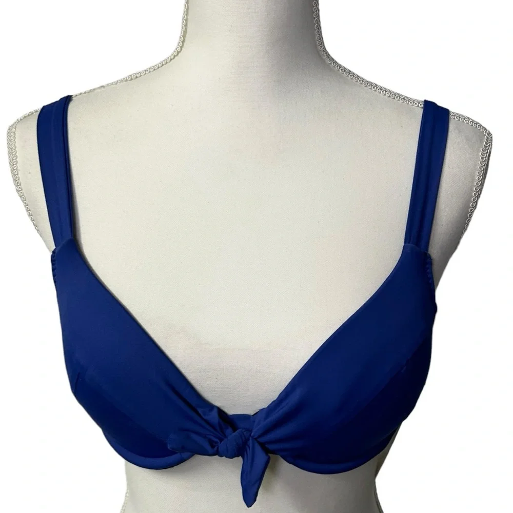 BECCA by Rebecca Virtue blue push up underwire multiway bikini swim top sz M NWT - Picture 8 of 13